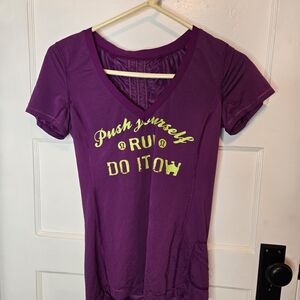 lululemon athletica Purple V-Neck Tee with Motivational Graphic
